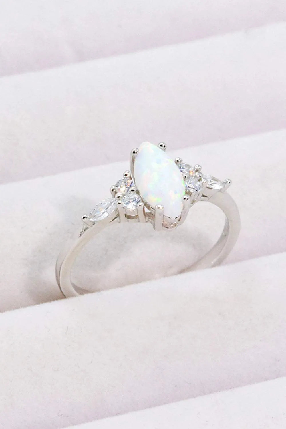 Opal and Zircon Platinum-Plated Ring Opal Opal - Tophatter Daily Deals